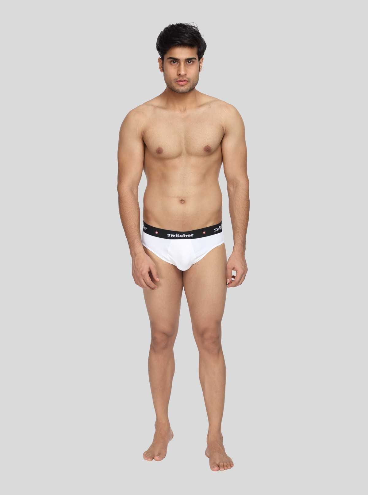 Men’s Solid White Banded Brief | Classic Fit Cotton Innerwear