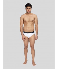 Men’s Solid White Banded Brief | Classic Fit Cotton Innerwear