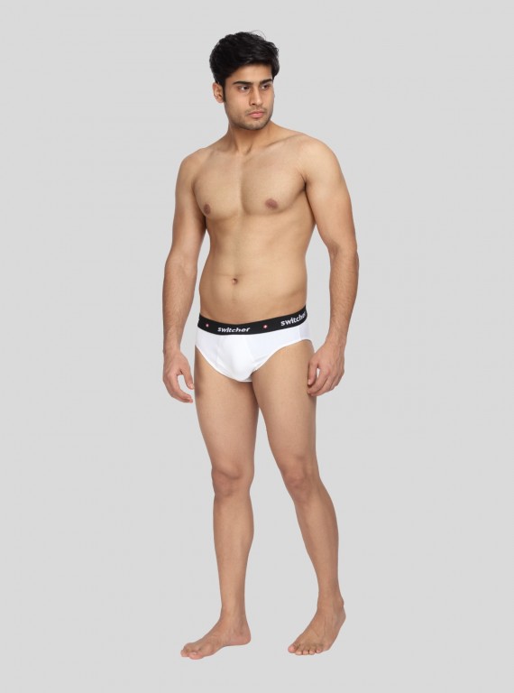 White Fancy Elastic Brief