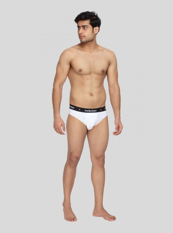 White Fancy Elastic Brief