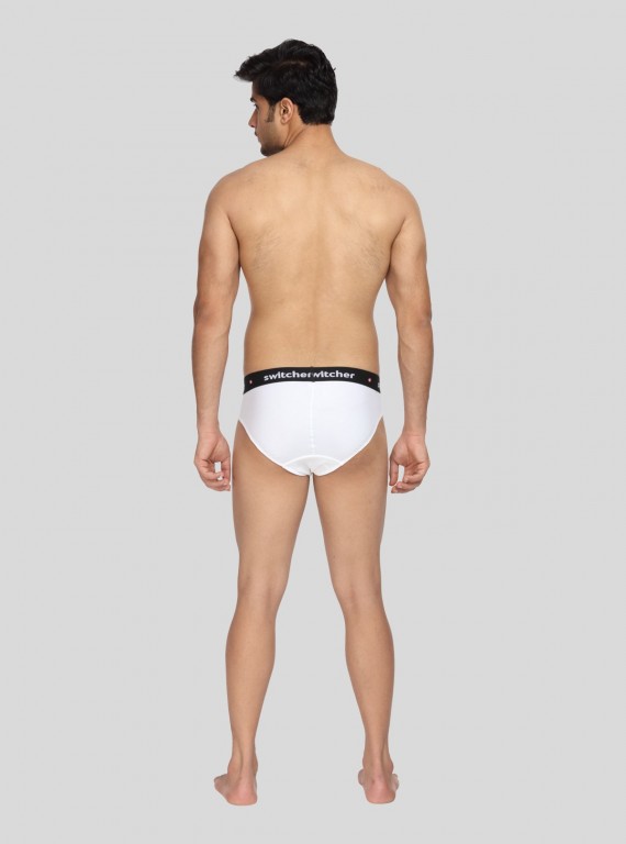 White Fancy Elastic Brief