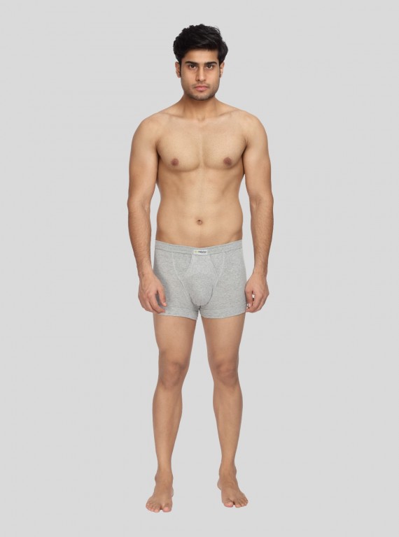 Men’s Solid Grey Melange Inner Banded Trunk | Cotton Comfort Fit
