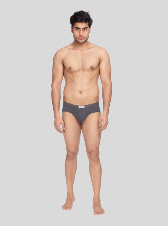 Men’s Charcoal Melange Classic Fit Brief – Everyday Comfort in Premium Cotton