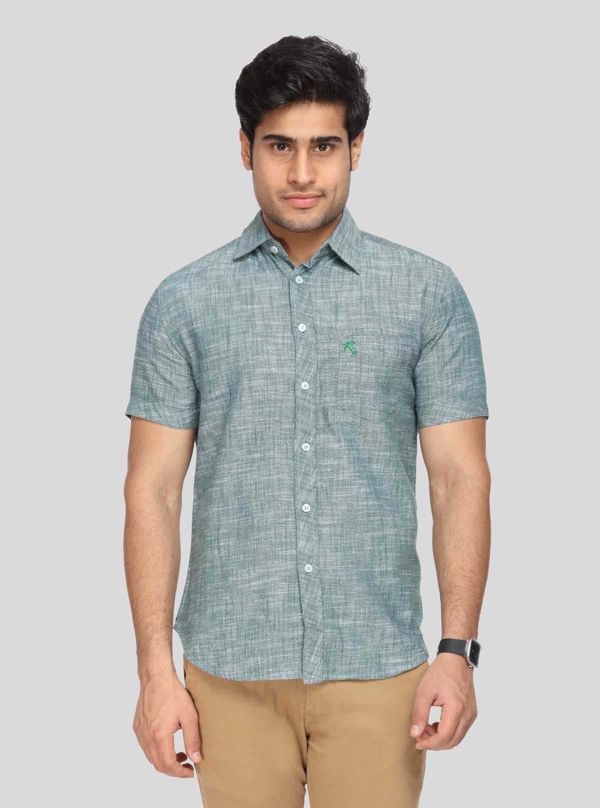 Men's Sage Green Linen Blended Shirt – Subtle, Stylish & Breathable Classic