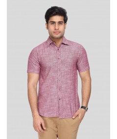 Men's Burgundy Linen Blended Shirt – Rich, Refined & Breathable Everyday Wear