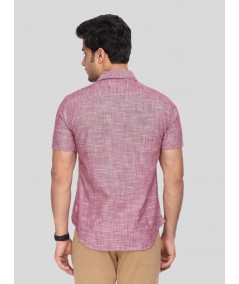 Linen Blended Burgundy Shirt