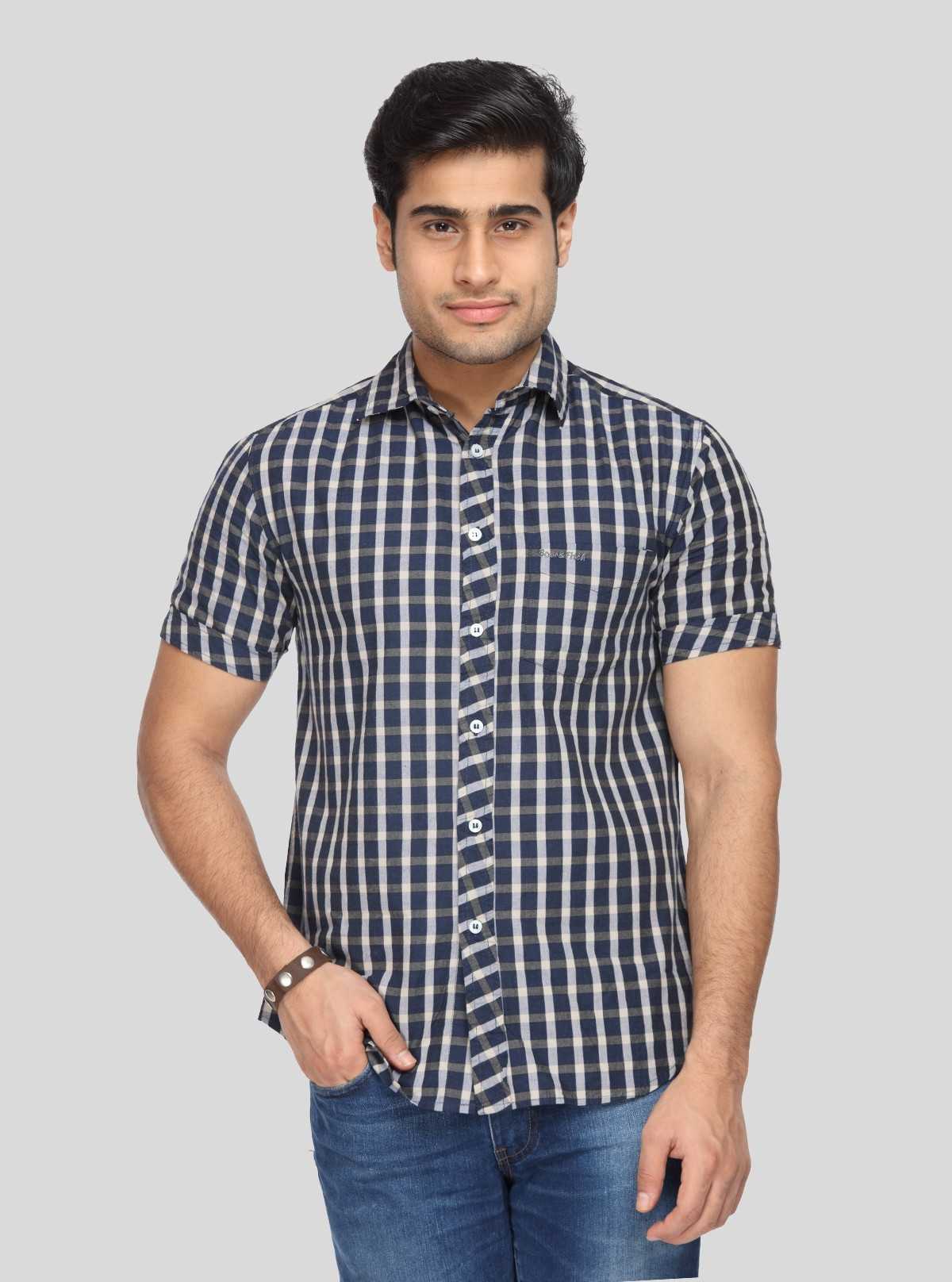 Men's Navy Checked Shirt – Classic, Rugged & Effortlessly Stylish