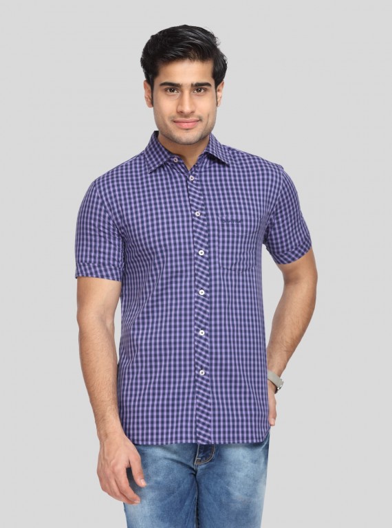 Men's Purple Checked Shirt – Bold, Timeless & Effortlessly Casual Style