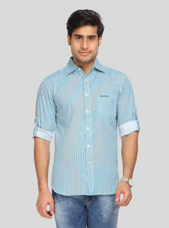 Men's Blue Printed Casual Shirt – Stylish, Lightweight & Weekend-Ready