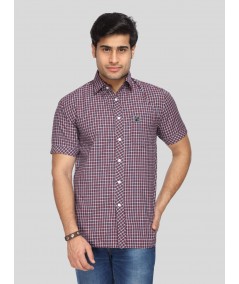 Men's Maroon Checked Shirt – Classic, Warm-Toned & Effortlessly Stylish