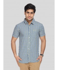 Men's Yellow Small Checked Half Sleeve Shirt – Fresh, Vibrant & Easygoing