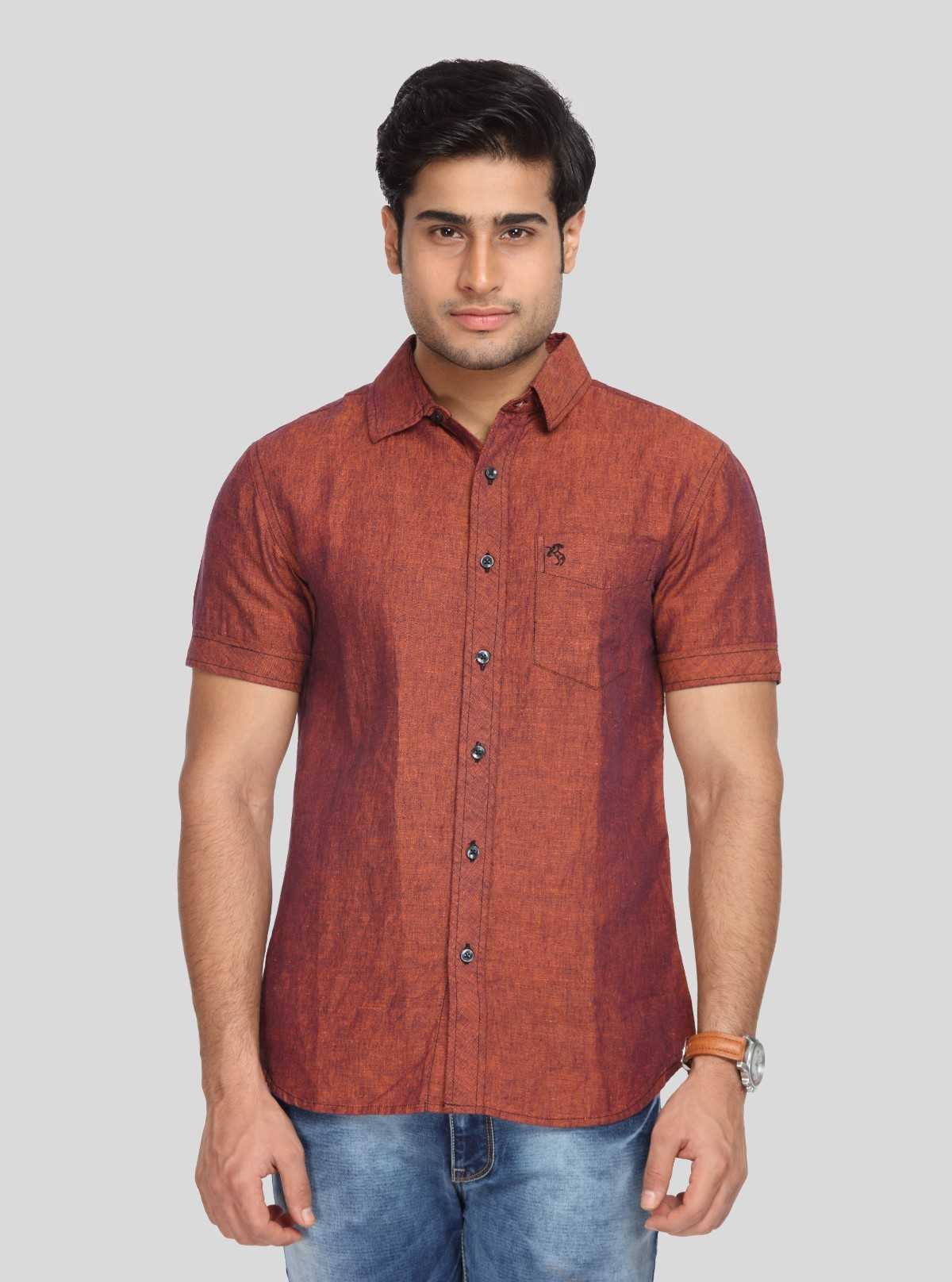 Men's Tinted Brown Linen Blended Shirt – Lightweight, Breathable, Stylish