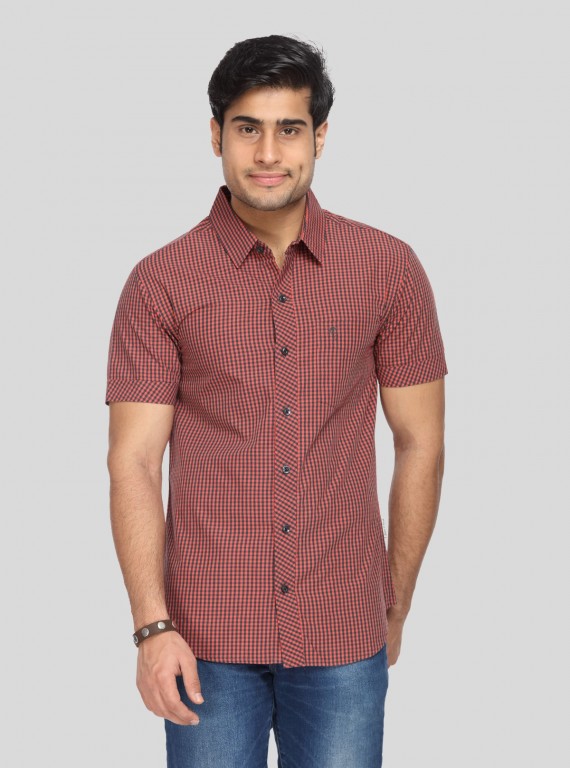 Men's Maroon Fine Checked Half Sleeve Shirt – Classic, Cool & Contemporary