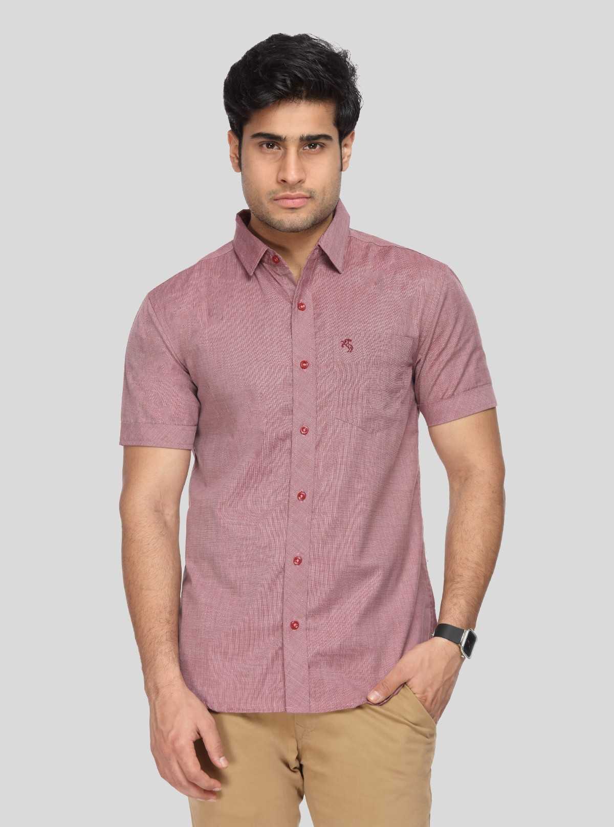 Men's Dusted Red Half Sleeve Shirt – Cool, Casual & Summer-Ready Style