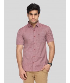 Men's Dusted Red Half Sleeve Shirt – Cool, Casual & Summer-Ready Style