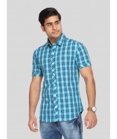 Men's Classic Bright Blue Checked Shirt – Timeless Checks for Everyday Style