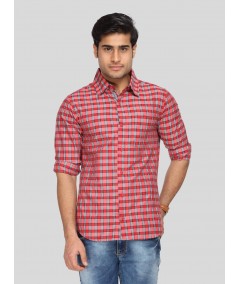 Men’s Bright Red Checked Full Sleeve Shirt – Bold Style with Lasting Comfort