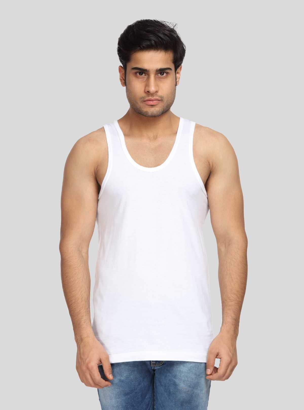 Men’s Regular White Cotton Vest – Soft, Breathable Daily Essential