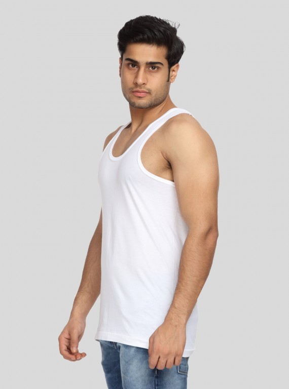 White Cotton Jersey Vest