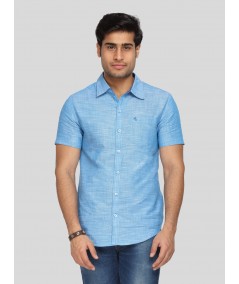 Men’s Aqua Blue Solid Slim Fit Shirt – Modern Elegance by Boer & Fitch
