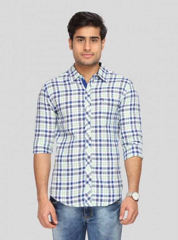 Men’s Light Green Checked Full Sleeve Shirt – Smart Casual Wear by Boer & Fitch