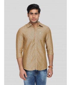 Men’s Beige Textured Printed Slim Fit Shirt – Refined Style by Boer & Fitch