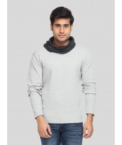 Men’s Grey Melange Cowl Neck Sweatshirt – Modern Comfort with Urban Edge
