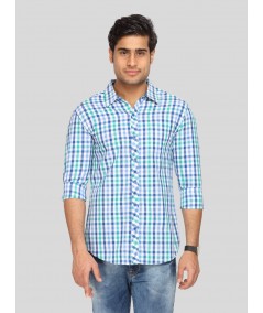 Men’s Green Checked Slim Fit Full Sleeve Shirt – Trendy Casual Wear by Boer & Fitch
