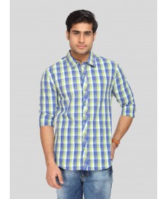 Men’s Green and Blue Checked Slim Fit Full Sleeve Shirt – Stylish Smart Casual by Boer & Fitch
