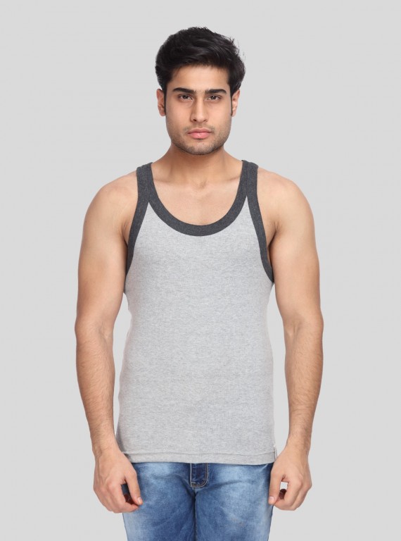 Men's Grey Melange Gym Vest – Lightweight, Stretch-Fit Training Apparel
