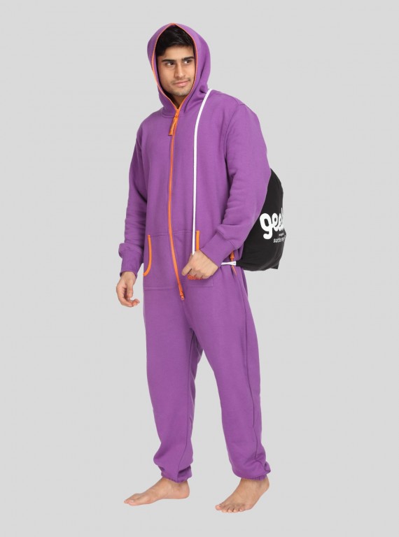 Purple Fleece Jumpsuit for Men