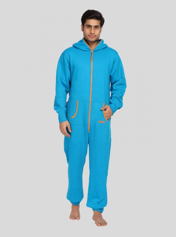 Men’s Blue Hooded Jumpsuit – Effortless Style with All-Day Comfort