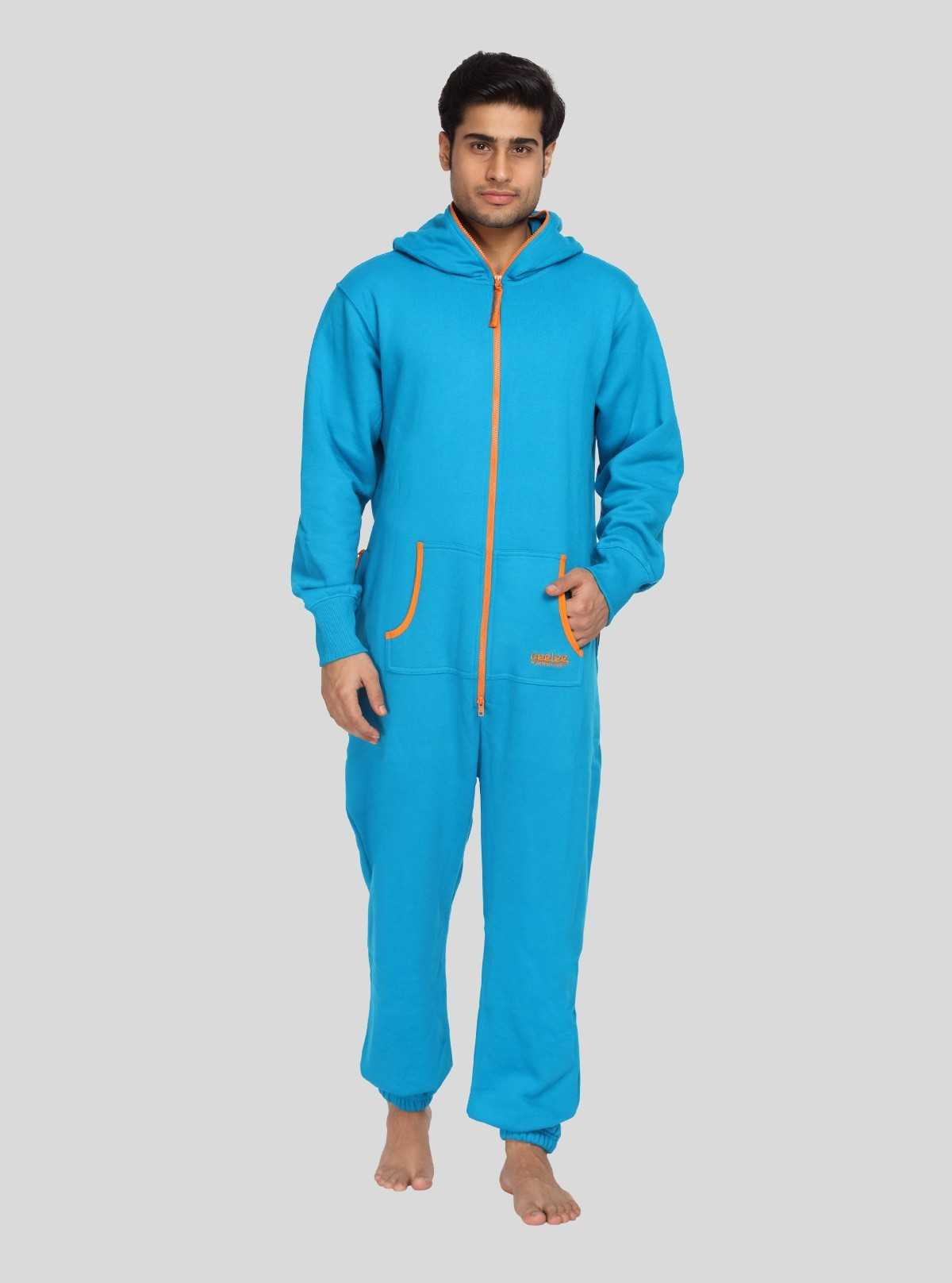 Men’s Blue Hooded Jumpsuit – Effortless Style with All-Day Comfort