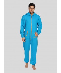 Men’s Blue Hooded Jumpsuit – Effortless Style with All-Day Comfort
