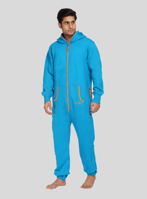 Blue Fleece Jumpsuit for Men