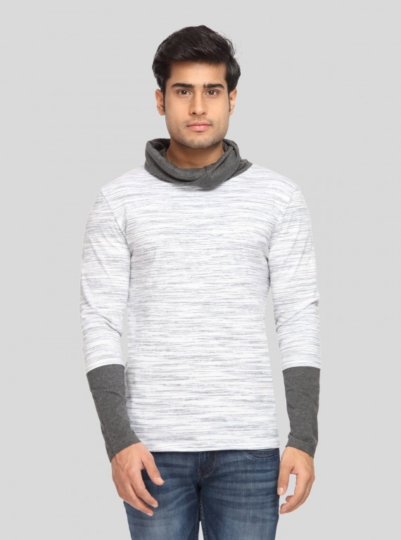 Men's White Solid Cotton Cowl Neck T-Shirt – Boer and Fitch