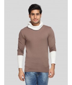 Men's Solid Brown Cotton Cowl Neck T-Shirt – Boer and Fitch