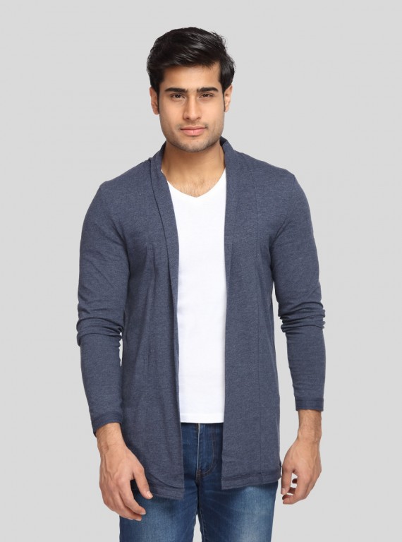 Men’s Navy Melange Cardigan – Smart Casual Layering for All Seasons