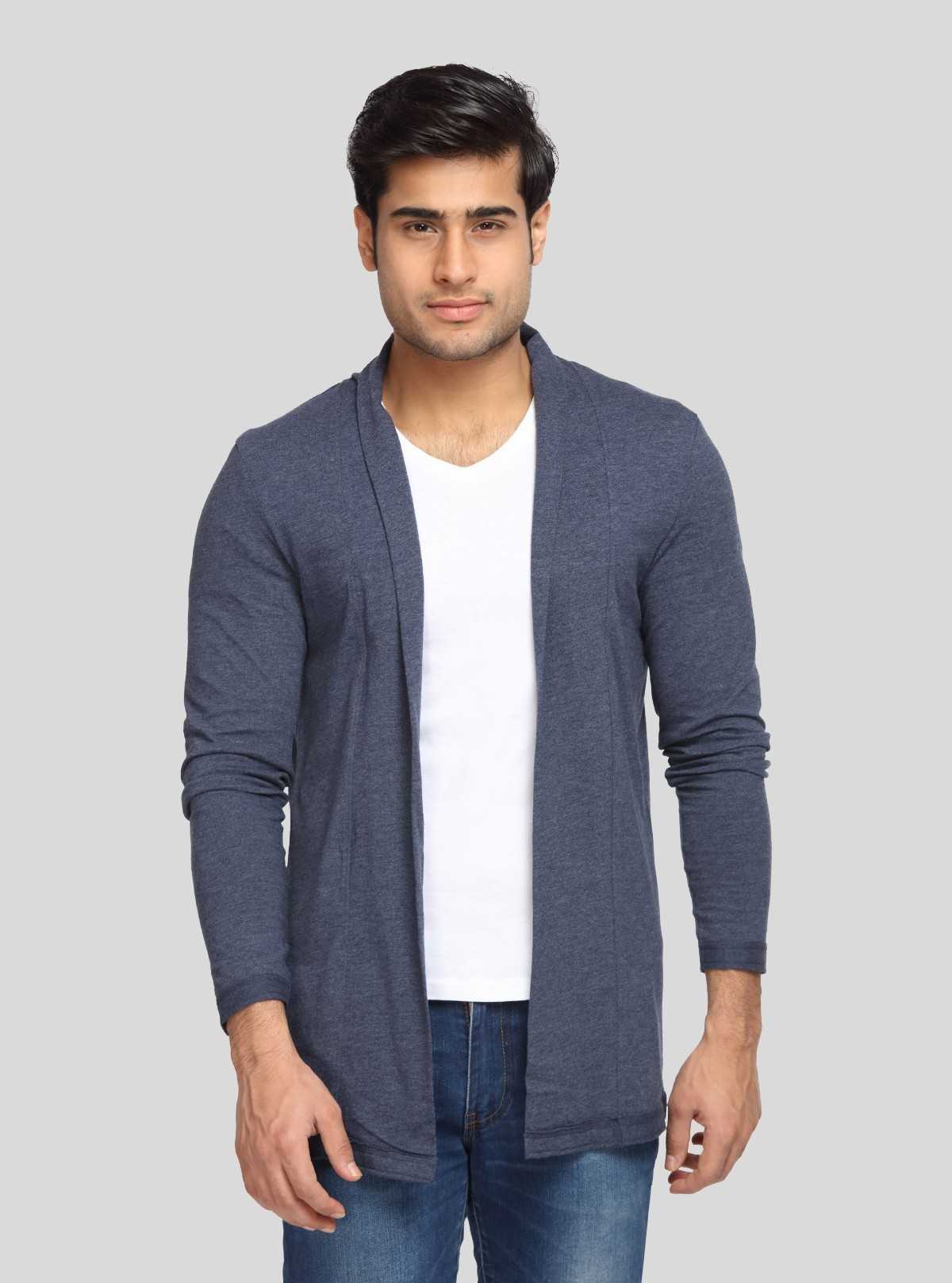 Men’s Navy Melange Cardigan – Smart Casual Layering for All Seasons