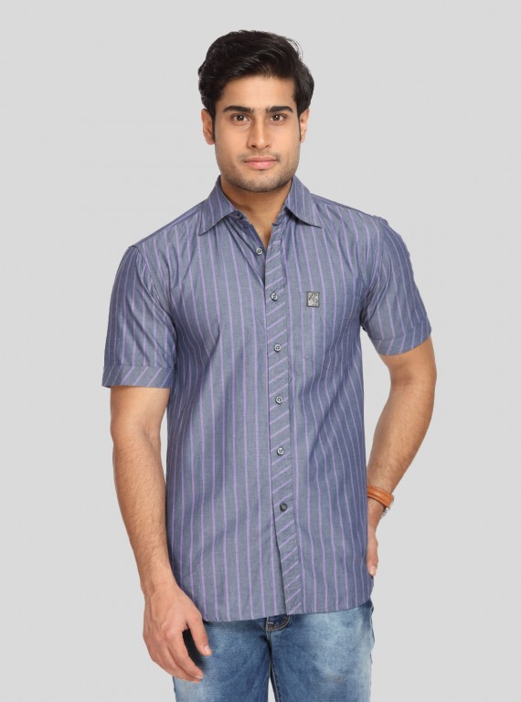 Men’s Indigo Striped Linen Shirt – Breathable Summer Essential