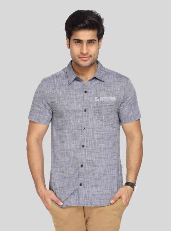 Men’s Tinted Grey Solid Slim Fit Shirt – Modern Minimalist Style by Boer & Fitch