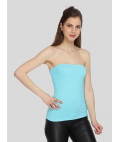 Women’s Turquoise Cotton Elastane Tube Top – Stretch Fit & Summer Fresh