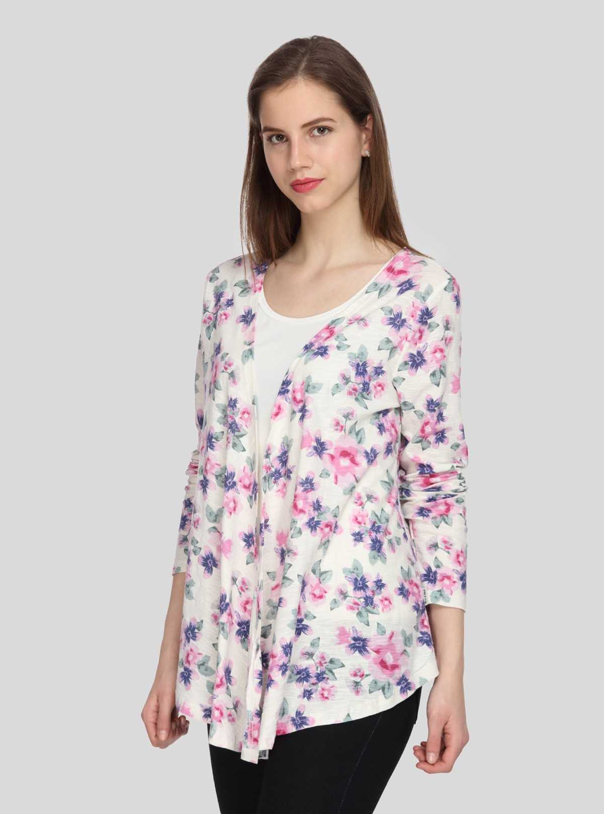 Fuschia Floral Print Shrug