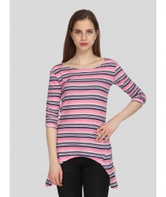 Women's Pink Striped Long Top – Soft, Stylish & Feminine by Boer & Fitch