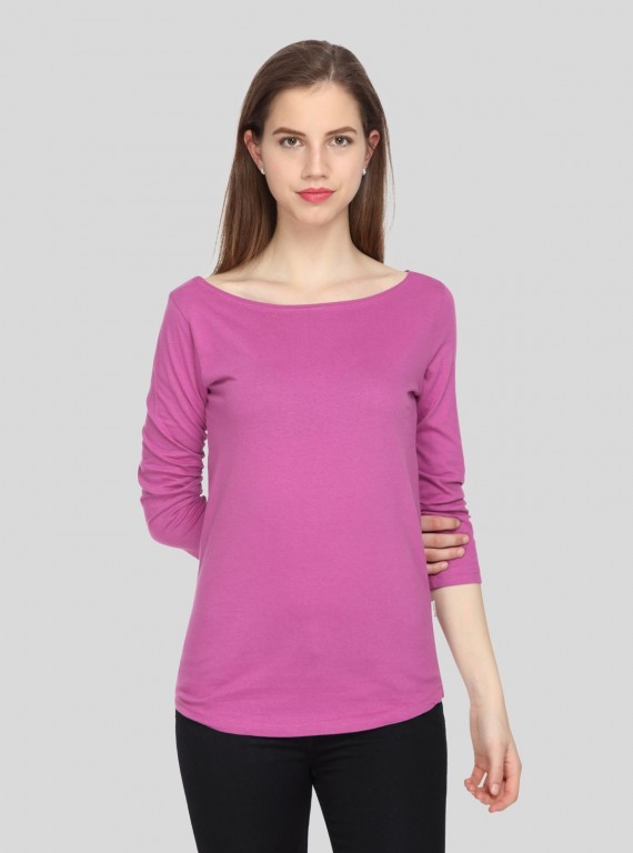 Womens Long Sleeve Fuchsia TShirt