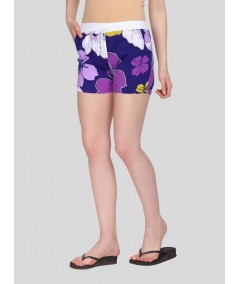 Purple Floral Print Shorts