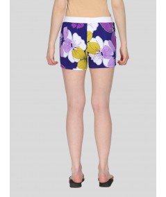 Purple Floral Print Shorts