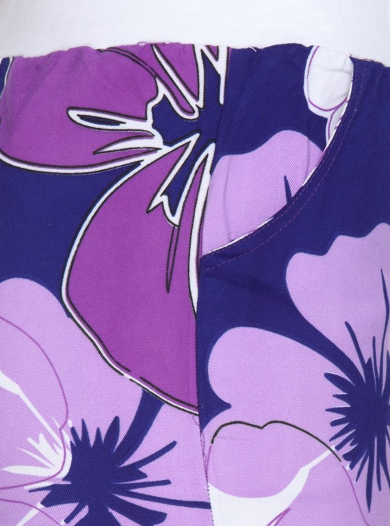 Purple Floral Print Shorts