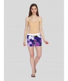 Purple Floral Print Shorts
