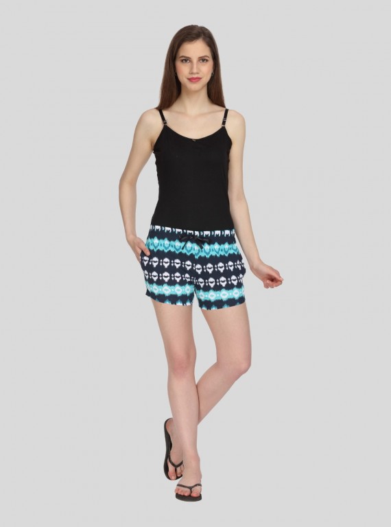 Blue Graphic Print Shorts